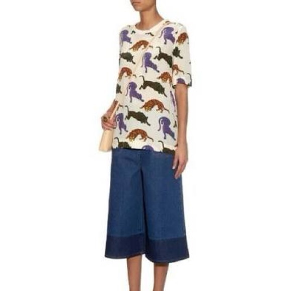 Stella McCartney Tops - Stella McCartney Silk Natural Molly Wild Cat Print Top